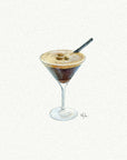 Espresso Martini Miniature Watercolor Painting - Art Print