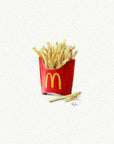 McDonald's French Fries Miniature Watercolor Painting - Art Print