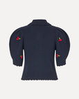 Bobble Knit Polo Cardigan Sweater