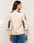 Davina Top in Medallion Tapestry Biscotti Beige