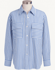 Made in Studio Otero Cargo Shirt with Blue and White Stripes.