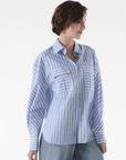 Made in Studio Otero Cargo Shirt with Blue and White Stripes