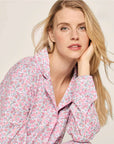 Petite Plum Women's Long Sleeve Pajamas-Pima Cotton Fleur D'Azur
