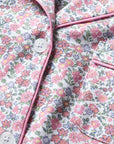 Petite Plum Women's Long Sleeve Pajamas-Pima Cotton Fleur D'Azur Close Up