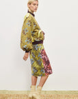 Adriana Jacquard Bomber Jacket by Alemais. A Floral patterned jacket with a mix of colors side view with Adriana Skirt.
