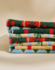 Heirloom Heat Checked Olive and Tomato Cotton Terry Cloth Towel