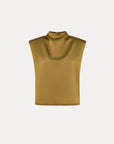 Gold sleeveless top on a white background