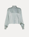 forte_forte stretch Silk satin shirt chocolat noir