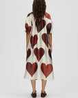Front Placket Long Dress - Hearts