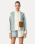 Cotton Linen Stripe Work Jacket