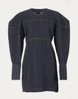 Denim dress with long sleeves on a white background