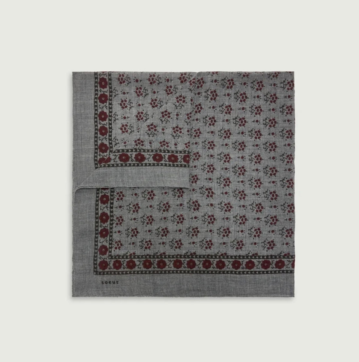 Printed Scarf in Wool Twill