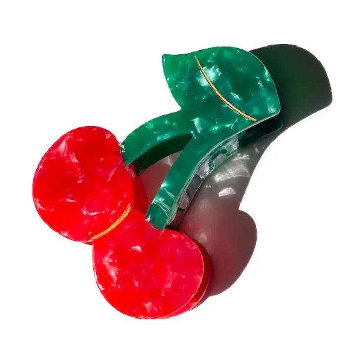 Hand-Painted Cherry Fruit Claw Hair Clip