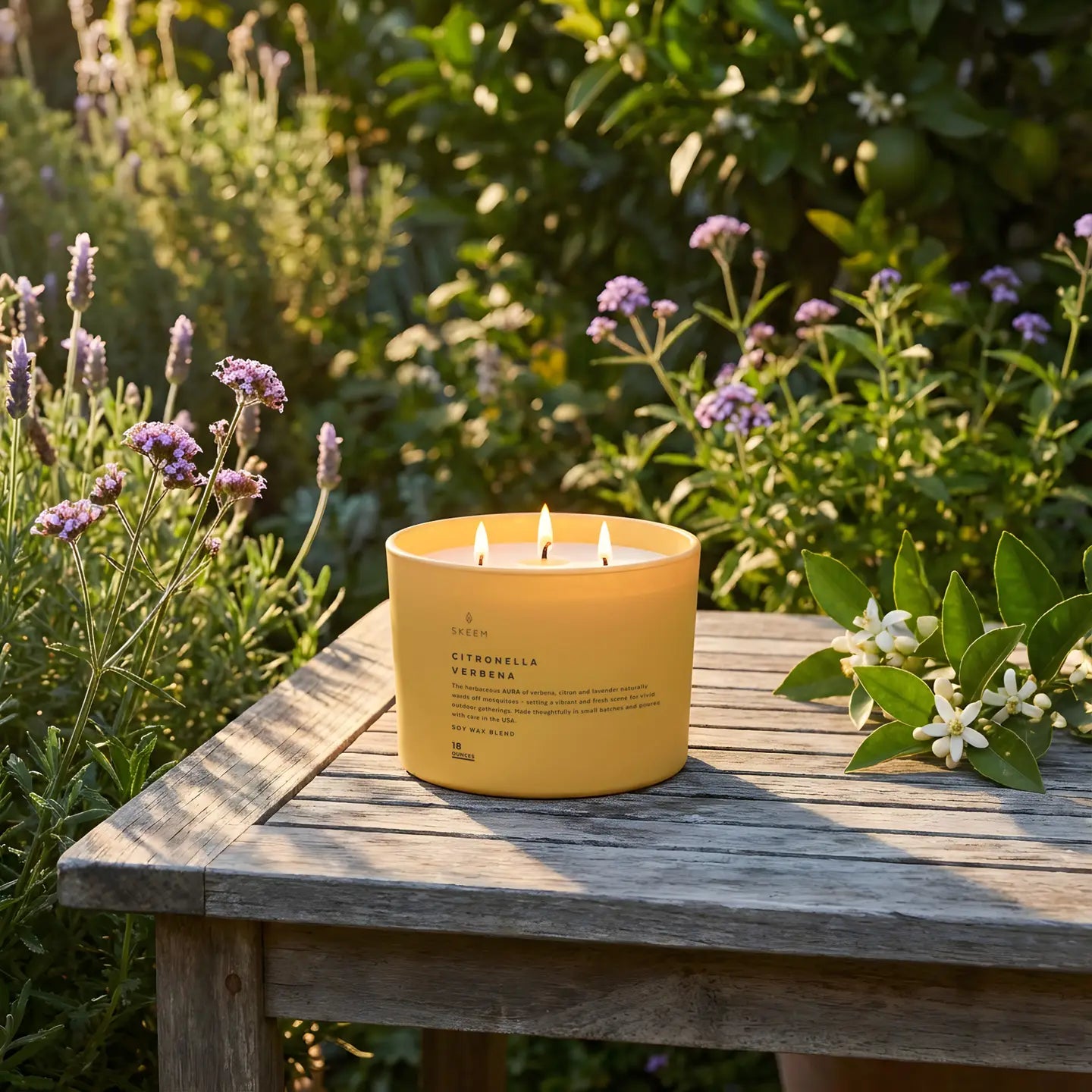 Aura Citronella 3-Wick Candle, Verbena