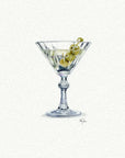 Martini Glass Miniature Watercolor Painting - Art Print