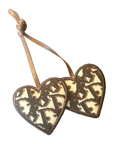 Dior Trotter Brown Vintage Silk Scarf Double Heart Bag Charm