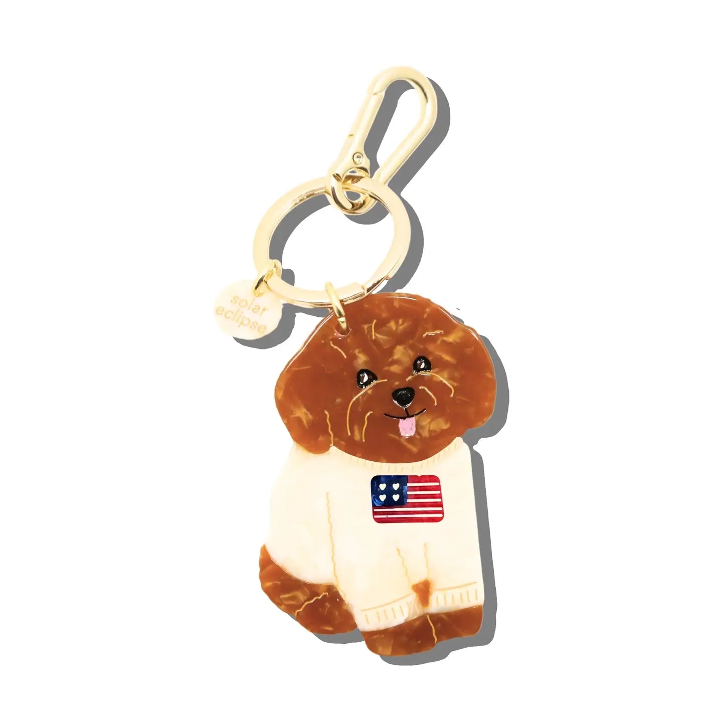 Hand-Painted Americana Puppy Bag Charm + Keychain