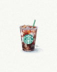 Starbucks Cup 2 Watercolor Painting - Art Print