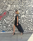Belted Leather and Silk Skirt