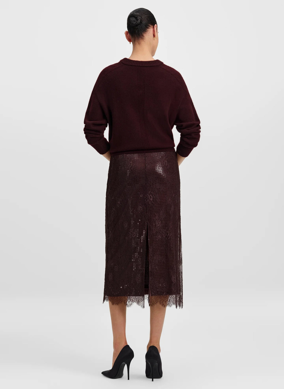 Ava Sequin and Lace Midi Skirt
