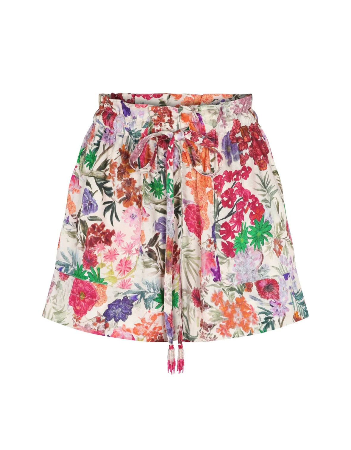 Floral shorts on a white background