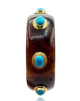Renee Bangle in Tortoise Resin and Turquoise Stones
