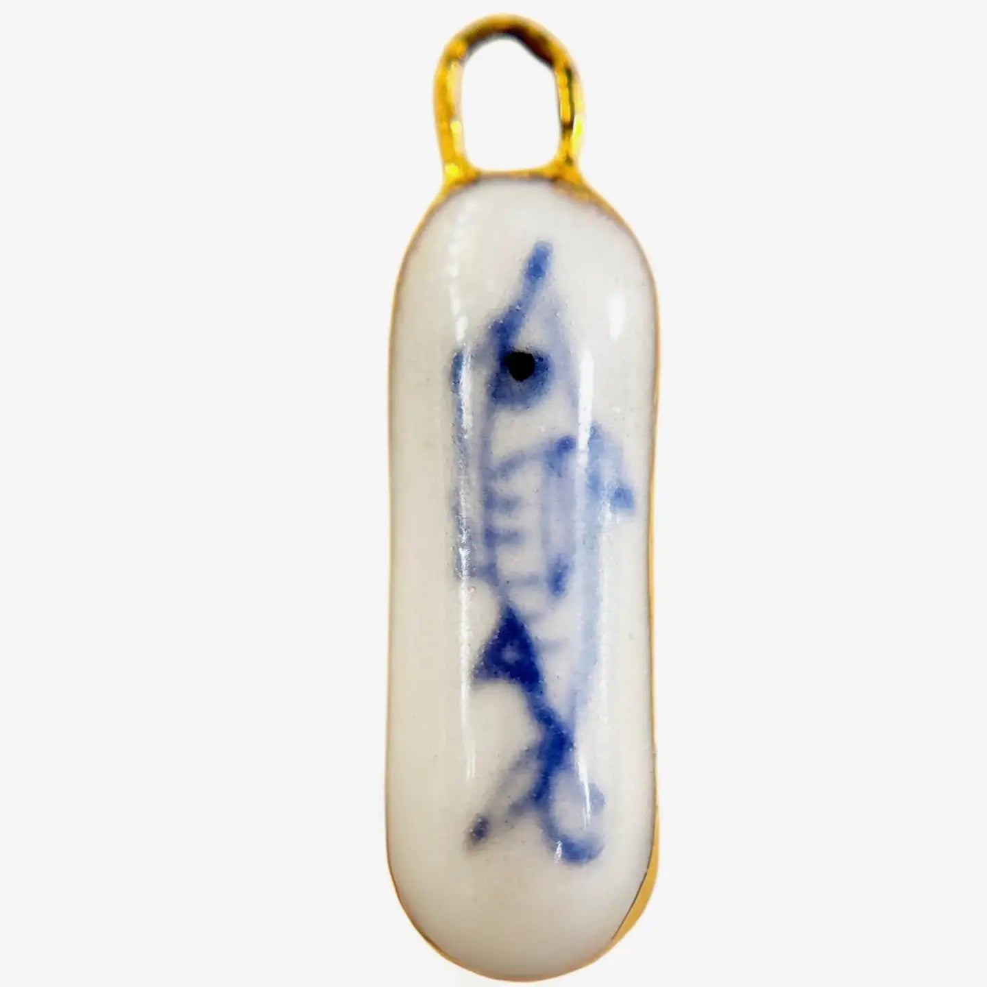 Lucky Blue Fish Charm-White Background