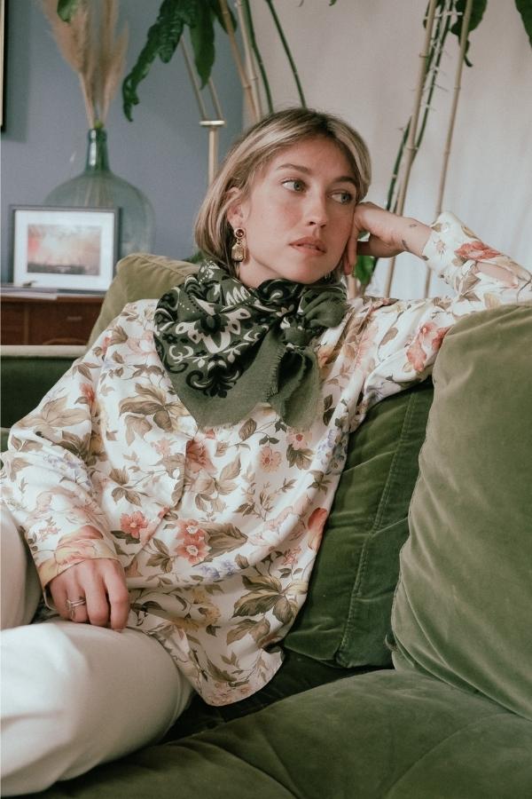 Wool Silk Bandana Scarf