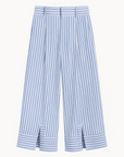 Made on Studio Carillo Pant Blue and White Stripes. Flat Lay. 