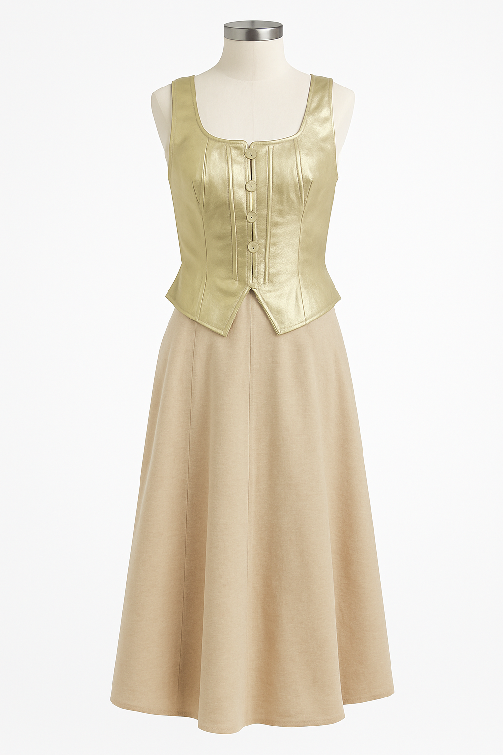 Martel Maxi Dress Gold Cream from Made in Studio Front View