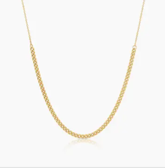 Gold chain necklace on a white background