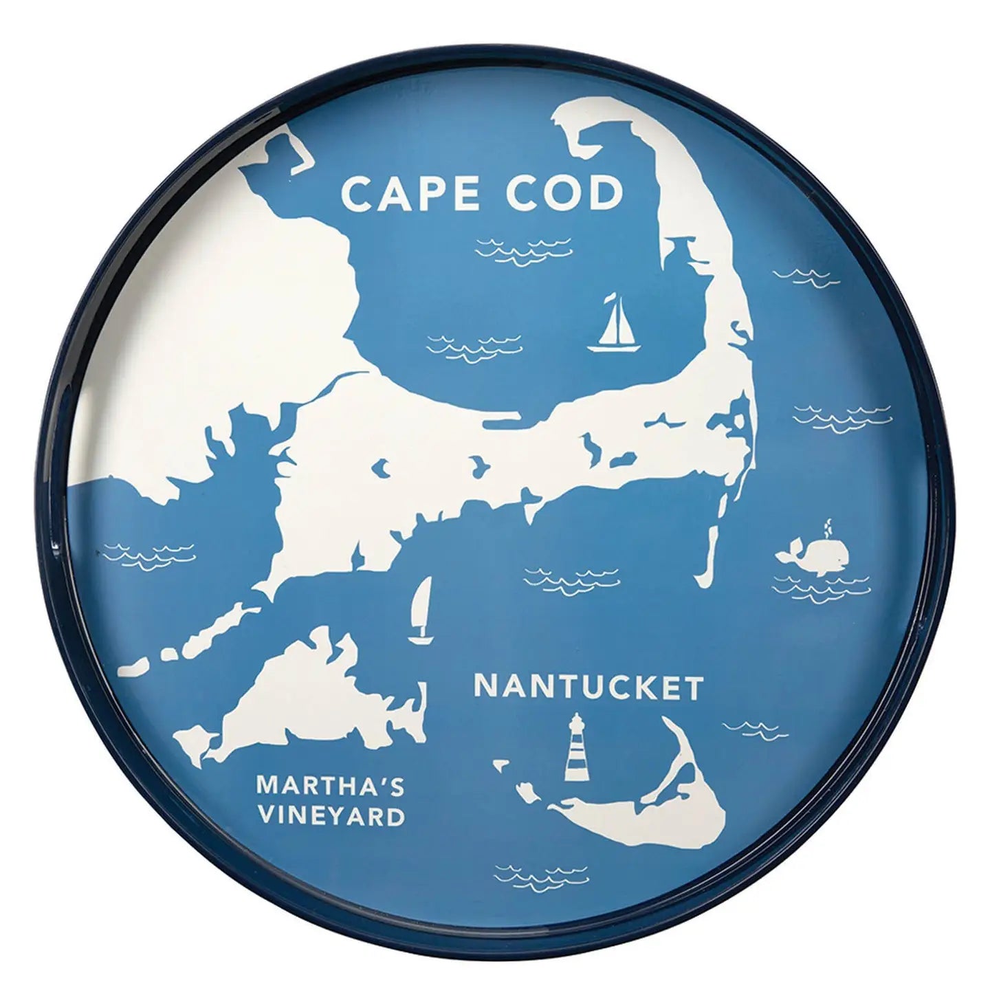 Coastal Cape  Round Laquer Serving Tray