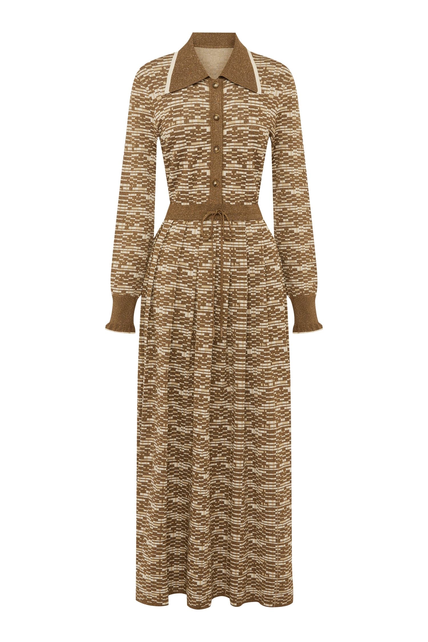 Alemais Sustainable Stefanie Knit Shirt Dress. Flat Lay image. 
