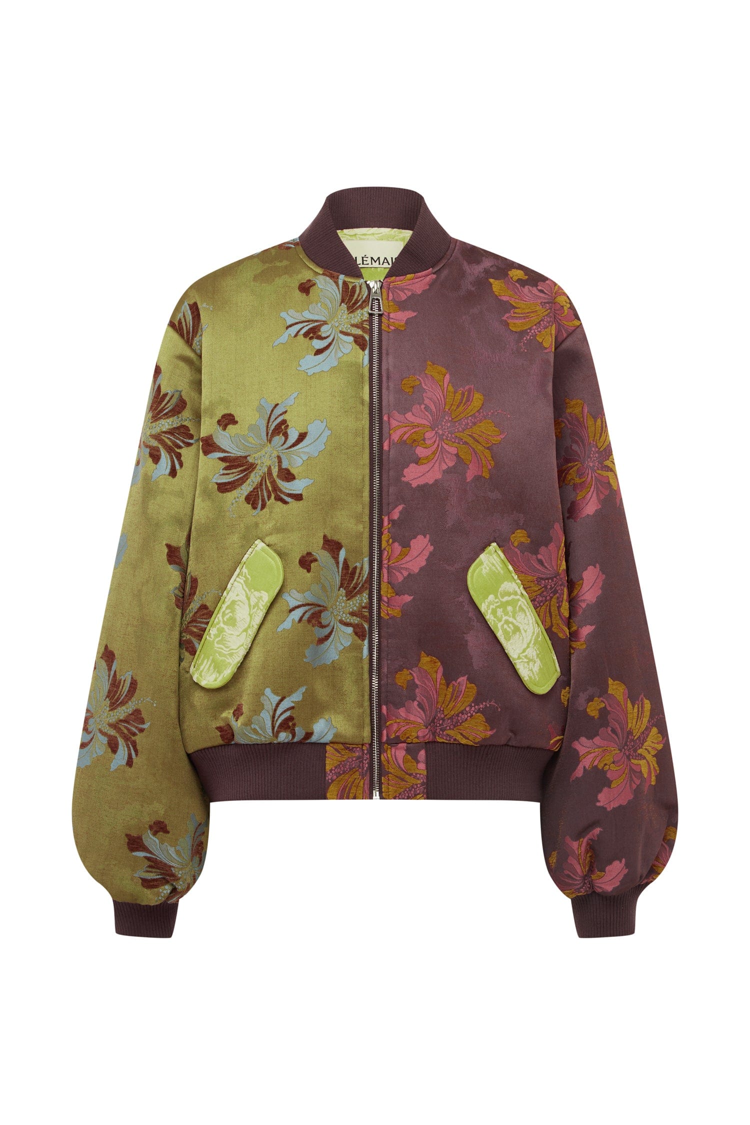 Adriana Jacquard Bomber Jacket by Alemais. A Floral patterned jacket with a mix of colors.