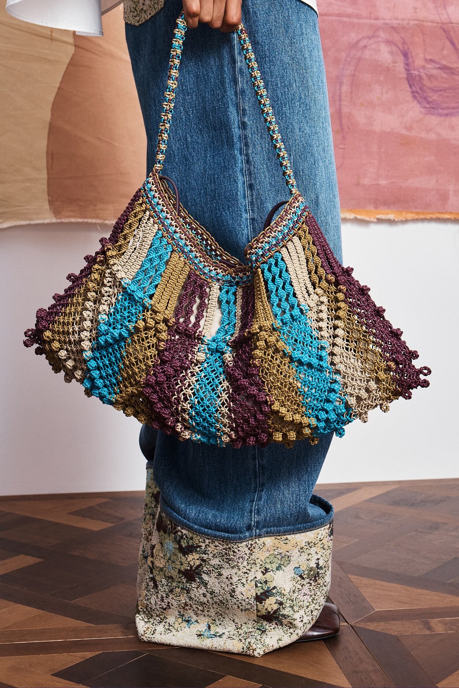 Leather Maxi Crescent Tote