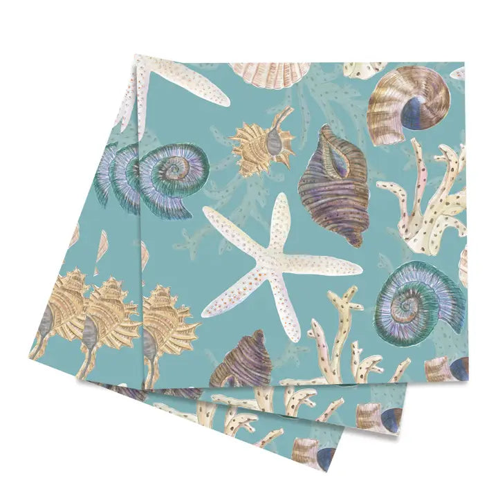 Sea Treasures Coastal  Paper Cocktail Napkins (Pack of 25)