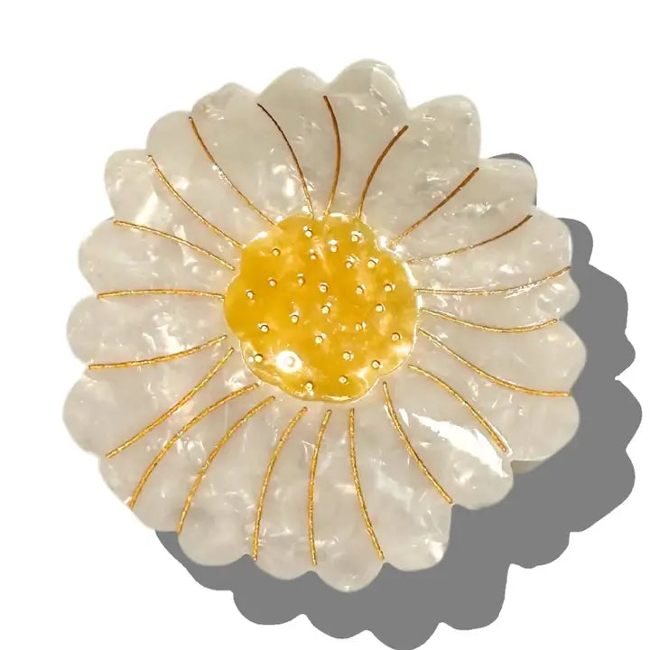 Hand-Painted Daisy Flower Claw Hair Clip