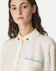 Habotai Silk Embroidered Shirt