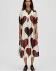 Front Placket Long Dress - Hearts