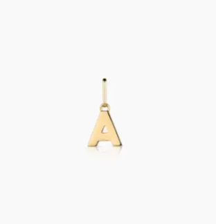 Gold letter 'A' pendant on a white background